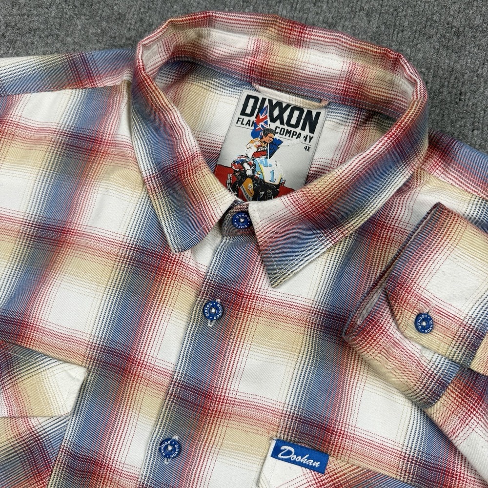 DIXXON Flannel Co The Doohan Shirt Mens 4XL Red Plaid Long Sleeve Button Up